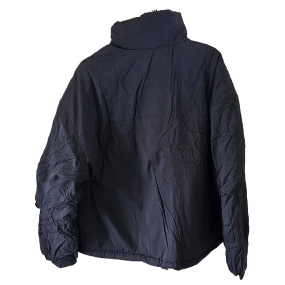 New Meikulo Womens Black Cropped Puffer Jacket Warm Long Sleeve Zip Up - Picture 2 of 3